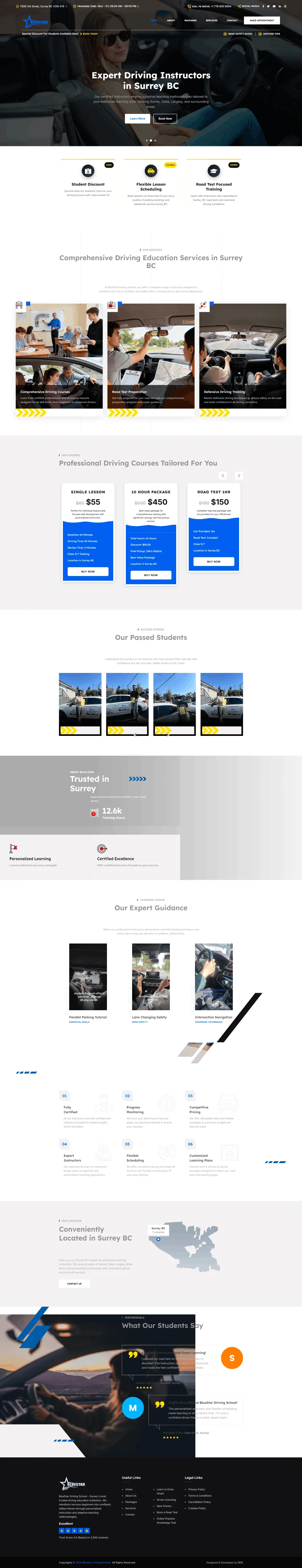 BlueStar Driving School website
